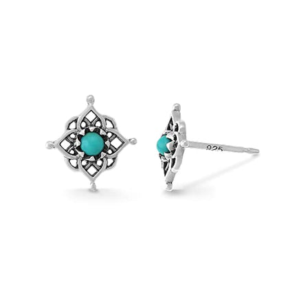 Boma Jewelry Sterling Silver Filigree Stud Earrings - color: Turquoise