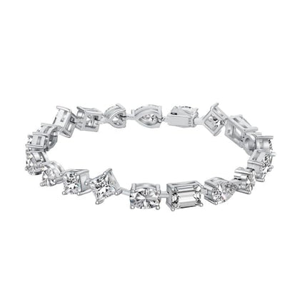 Cubic Zirconia Tennis Bracelets,18k White Gold Plated S925 Sterling Silver Tennis Bracelet, Bracelets for Women,MIix Shape, irregular shape crystal tennis bracelets 17cm
