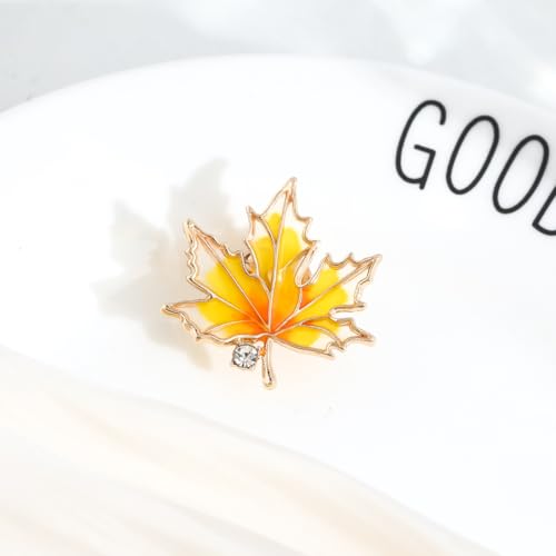 Flower Brooch for Women Rhinestone Pearl Zirconia Flower Lapel Pin Birthday Holiday Gift for Mother Wife Girlfriend - color: 15 Maple Leaf and Ginkgo