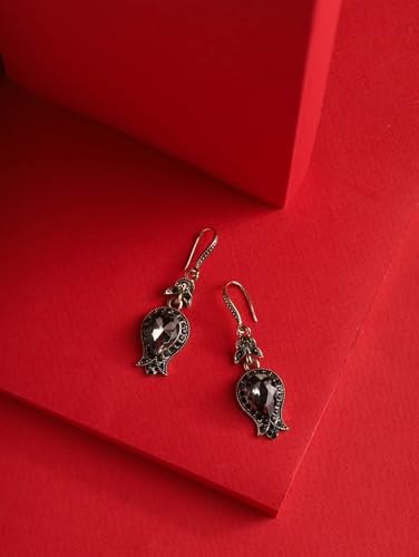Christmas Halloween Red Heart Shaped Pattern Alloy Earrings, Gothic Antique Style Jewelry for Women - style: Earrings EARR.001
