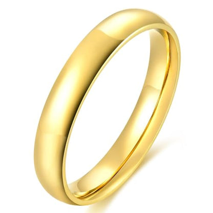 4mm 6mm Stainless Steel Ring Plain Dome High Polished Wedding Band Comfort Fit Size 4-12 - color: Gold-4mm, size: 4.5