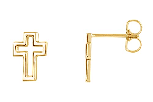 AFFY 14K Gold Plated 925 Sterling Silver Plain Minimalist dainty Stud Earrings Jewelry For Her Women Birthday Gift - color: Cross