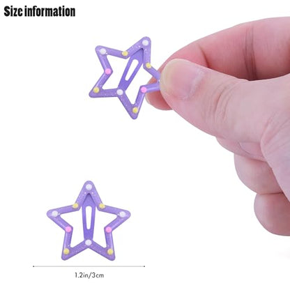 Star Hair Clips Snap Hair Barrettes Non Slip Star Hair Accessories Glitter Colors polka dots Metal Hair Clips for Girls Women -15 PCS 1.18" - color: 15 P -1.18"-Glitter polka dots