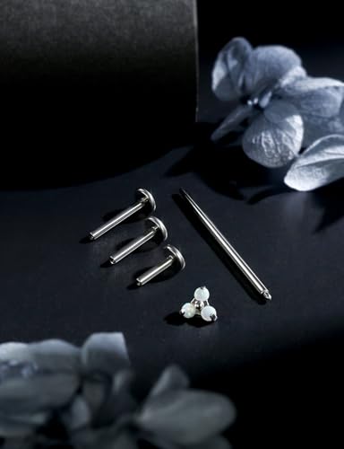 16G Astm F136 Titanium Internal Thread Flat Back Earrings Nose Studs Tragus Forward Helix Conch Cartilage Lobe Earrings Stud Medusa Labret Monroe Lip Ring Piercing Jewelry For Women Men - size: 16G--Style F-Opal