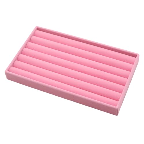 Velvet Jewelry Organizer Trays Pink 8 Rolls | Stackable Jewelry Storage Display Tray for Drawer or Dresser Organizer - color: Pink - 8 Rolls
