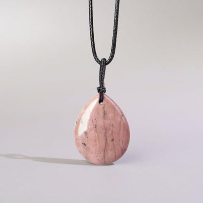 Teardrop Gemstone Necklaces for Women, Healing Crystal Pendant Necklace Birthstone Jewelry for Women - color: Rhodonite