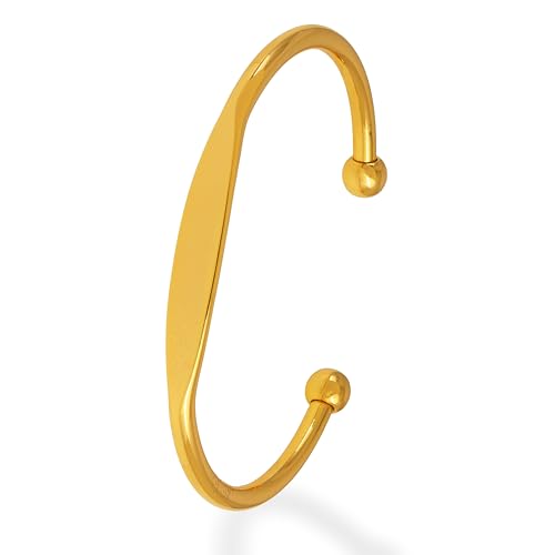 Dainty Gold Open Thin Cuff Bangle Bracelets for Woman, 18k Gold Plated Adjustable Bracelet - color: thin bar