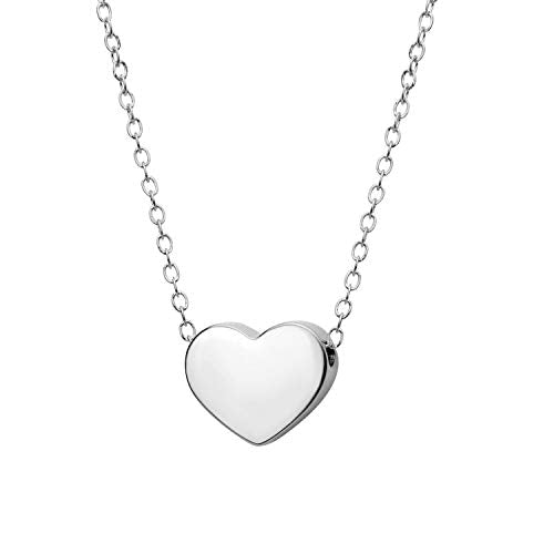 555Jewelry Womens Stainless Steel Love Cute Heart Shape Dainty Pendant Necklace - color: Silver - v2
