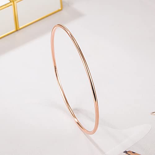 H&Beautimer 925 Sterling Silver Bracelet for Women's Italian Handmade Solid Bangle 2/3/4/5/6/7 Set Rose Gold Fine Jewelry With Gift Box - color: Rose Gold 2set, size: 65MM