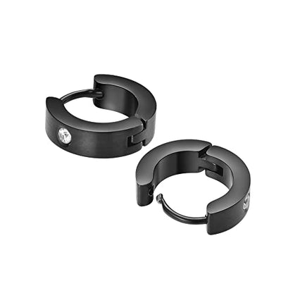 Small Huggie Hoop Earrings for Women - color: Brushed Black Cubic Zirconia