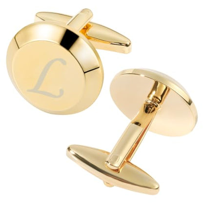 GWD Cufflinks for Men Stainless Steel Initial Cuff Links Alphabet Letter A-Z Groom Father Gift - style: L