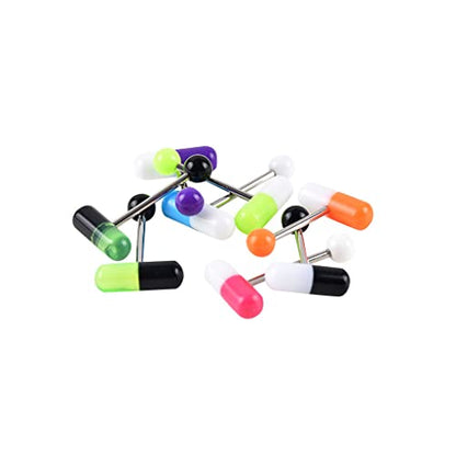 Generic 10Pcs Multicolor Stainless Steel Tongue Barbell Set - Modern Piercing Jewelry
