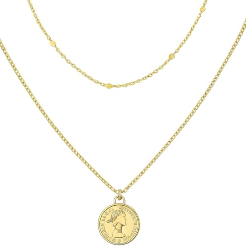 Layered Necklaces for Women, Dainty Gold Necklace Stack 14k Gold Plated Layering CZ Chain Choker Necklaces for Women Trendy Simple Non Tarnish Gold Necklaces Set Fashion Bridal Prom Jewelry - color: 2layered necklace