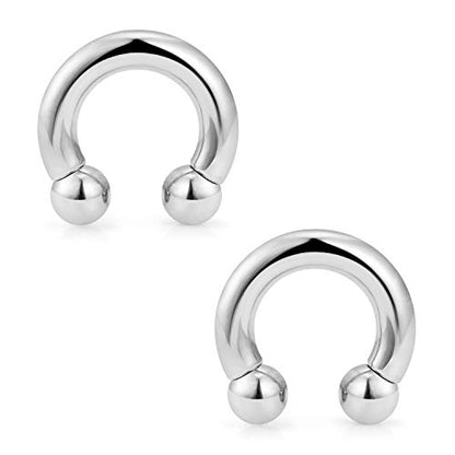 2Pcs PA Ring Horseshoe Circular Barbell 316L Surgical Steel Internally Threaded 00G 0G 2G 4G 6G 8G 10G Pierced Body Jewelry for Women 12mm 16mm 19mm - style: 1 pair-8G;Inner Dia:12mm