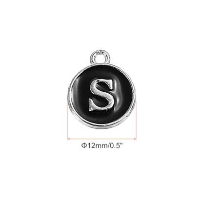 MECCANIXITY Alphabet Enamel Letter Charm Jewelry Charm Pendant for Jewelry Making, Bracelet, Craft - style: S