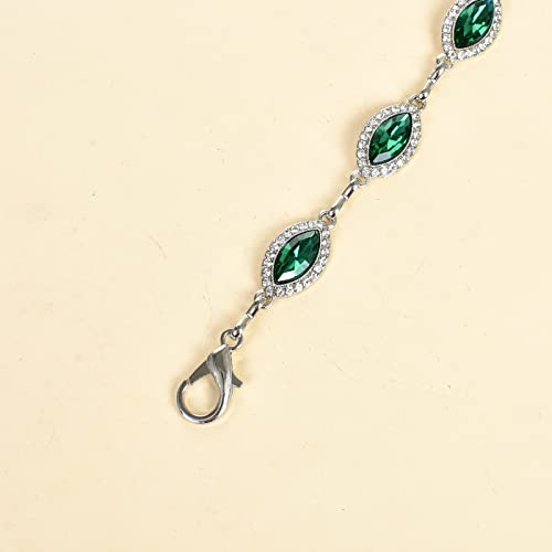 ILuvatar Green Glass Diamond Chain Belt - Metal Women's Western Style Dress Belt - color: Green-s2