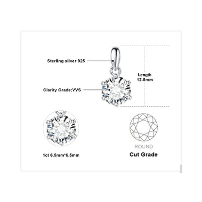 JewelryPalace Round 1ct 2ct 3ct Cubic Zirconia Solitaire Pendant Necklace for Women, 925 Sterling Silver 14k White Gold Plated Necklaces for Her, Classic Simulated Diamond Jewelry Set, 18 Inches chain - color: A-1ct-CZ-Sterling Silver