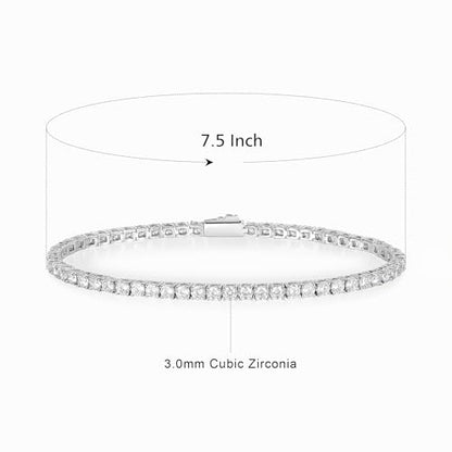 3/4/5mm Tennis Bracelet, 18k White Gold Plated 3MM/4MM/5MM Iced Out Round Cubic Zirconia Tennis Bracelet for Women Men 6.5/7/7.5 Inches - color: 3MM White Gold, size: 7 inch