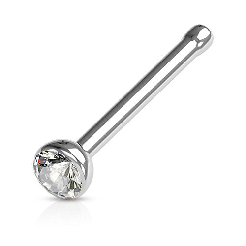 316L Surgical Steel Nose Studs with Crystals - Gold, Black, Rose Gold, and Steel Nose Ring Options - 22GA, 20GA, 18GA - Clear Cubic Zirconia - 1/4" Length - style: 18G COMBO Pack *GOLD & STEEL*