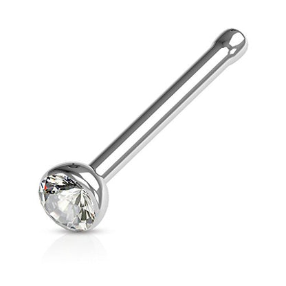 316L Surgical Steel Nose Studs with Crystals - Gold, Black, Rose Gold, and Steel Nose Ring Options - 22GA, 20GA, 18GA - Clear Cubic Zirconia - 1/4" Length - style: 18GA - 4 PIECE NOSE BONE COMBO *GOLD, STEEL, ROSE GOLD, BLACK*