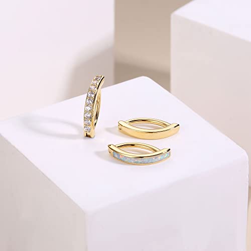 Jstyle 3Pcs 14G Clicker Belly Button Ring for Women - Gold 316L Surgical Steel, Cute CZ Opal Small Hoop, Simple Reverse Navel Piercing Jewelry - color: Gold
