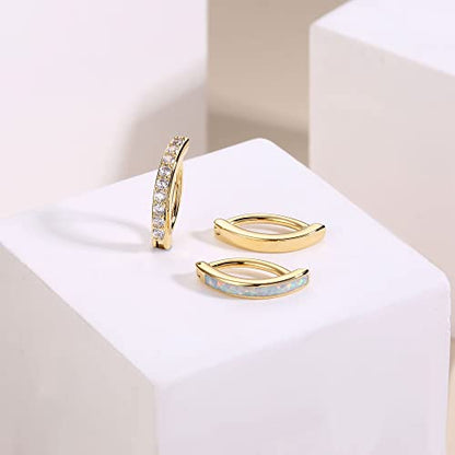 Jstyle 3Pcs 14G Clicker Belly Button Ring for Women - Gold 316L Surgical Steel, Cute CZ Opal Small Hoop, Simple Reverse Navel Piercing Jewelry - color: Gold