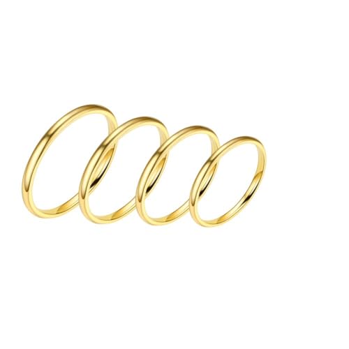 DATOA 4Pcs Stainless Steel Toe Rings Set for Women Minimalist Stackable Plain Thin Band Toe Rings Beach Foot Jewelry - color: Gold