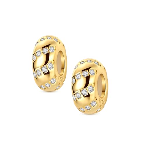 Gold Clip Stopper Charms for Pandora Bracelets Spacers Bead Charms Packs Jewelry Gift for Women - color: Golden Charms-2 Packs