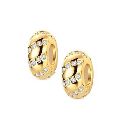 Gold Clip Stopper Charms for Pandora Bracelets Spacers Bead Charms Packs Jewelry Gift for Women - color: Golden Charms-2 Packs