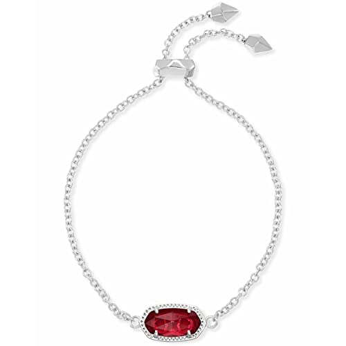 Kendra Scott Elaina Adjustable Chain Bracelet for Women, Fashion Jewelry, Gold-Plated - color: RHODIUM - CLEAR BERRY