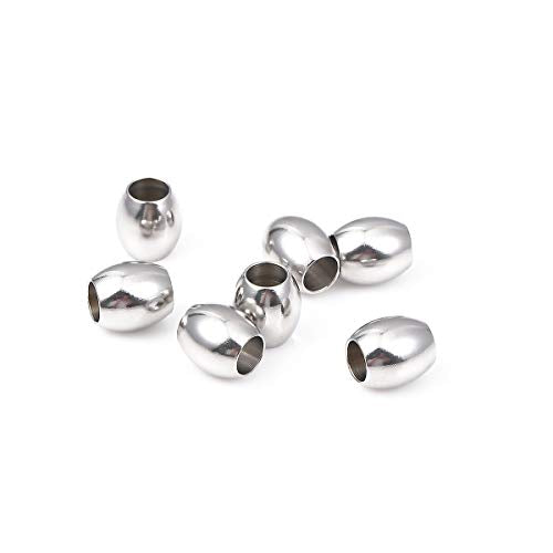 Stainless Steel Spacer Beads 10x11mm Oval Loose Charm Caps Beads for DIY Jewelry Making 10pcs with 6mm Hole - color: 10x11mm 6mm