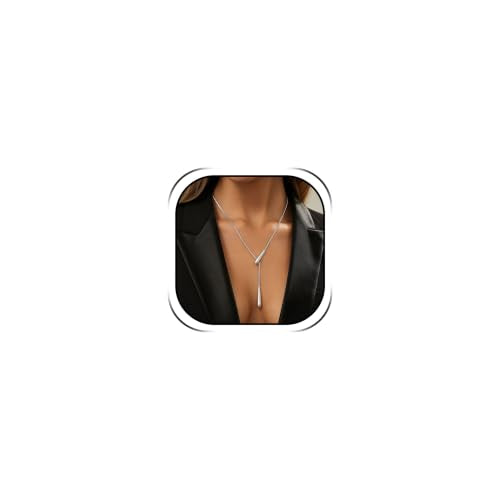 Roe Dolph Snake Chain Lariat Necklace for Women Gift Fashion Accessory Adjustable Y Necklace Sliding Bead Drop Pendant Gold Tone Silver Tone - color: A2：silver
