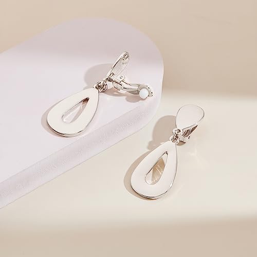 MUYAN Gold Clip On Drop Earrings for Women Non Piercing Dangle Earrings Fashion Jewelry - color: A Clip Silver