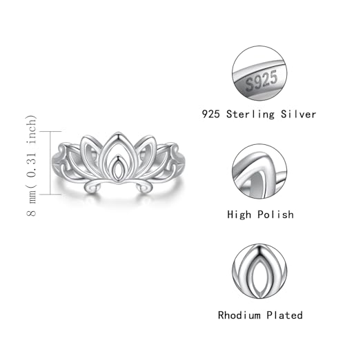 Sariel 925 Sterling Silver Toe Rings for Women Boho Adjustable Mid Finger Rings Summer Vacation Ocean Beach - color: Lotus