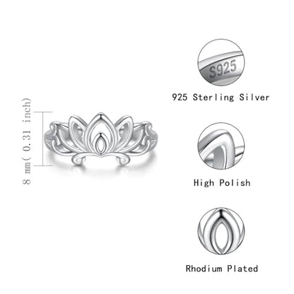 Sariel 925 Sterling Silver Toe Rings for Women Boho Adjustable Mid Finger Rings Summer Vacation Ocean Beach - color: Lotus