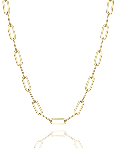 925 Sterling Silver Paperclip Chain 3mm 4mm 5mm 6mm 7mm Necklace for Women Men Diamond Cut Silver Necklace Chain 16-30 Inches - color: Gold, size: 18, style: 3mm