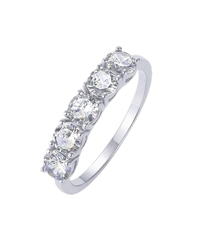 PAVOI 14K Gold Plated Premium Cubic Zirconia Engagement Ring for Women | Promise Eternity Ring Jewelry - color: White Gold, size: 6