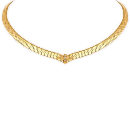 Jean Beau Gold Choker Necklace for Women, Simple 18K Gold Plated Adjustable Link Chain Prom Jewelry Gifts - color: Snake Chain