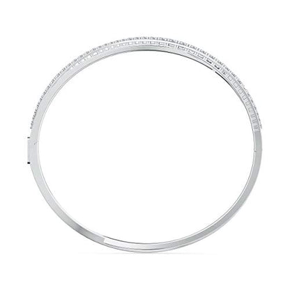 Swarovski Twist Rows Crystal Bracelet Collection, Rhodium & Rose Gold Tone Finish, Clear Crystals - size: Small, style: Rhodium Tone Finish