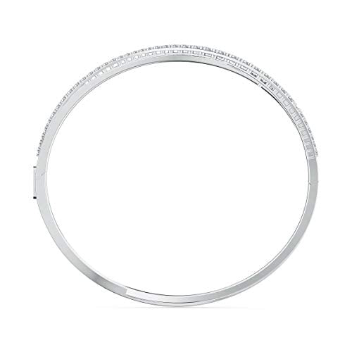 Swarovski Twist Rows Crystal Bracelet Collection, Rhodium & Rose Gold Tone Finish, Clear Crystals - size: Medium, style: Rhodium Tone Finish