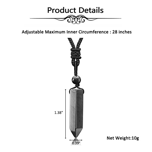 Top Plaza Healing Crystal Stone Necklaces for Men Hexagonal Pendant Necklaces Adjustable Braided Rope Natural Gemstone Necklace Jewelry Christmas Gift for Dad, Husband - color: Black Obsidian