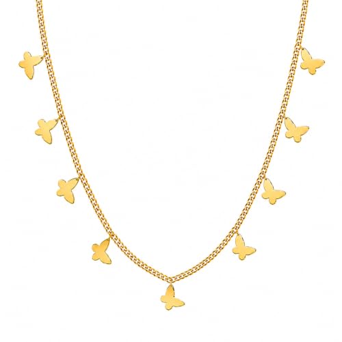 Rich London 18K Rose Gold Plated 2-in-1 Clover Heart Pendant Necklace for Women | Elegant Crystal Charm Jewellery - color: Butterfly Chain