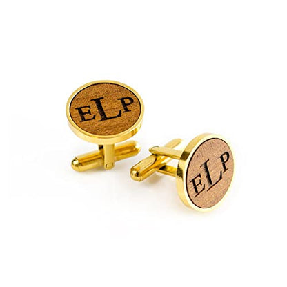 Personalized Wooden Cufflinks with Actual Handwriting or Monogram, Custom Gift for Him, Choice of 6 Natural Wood Veneers, 5th Anniversary Gift