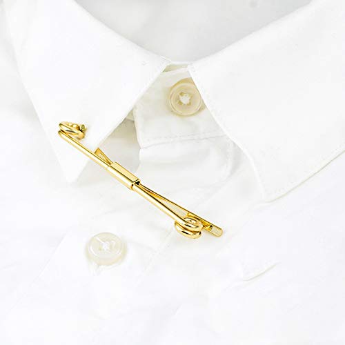 Tight Necktie Tie Clips Collar Bar Shirt Collar Stay Tie Pins Cravat Clips Silver Gold Black Tone Metal Collar Pin Jewelry Accessories for Men - color: Gold