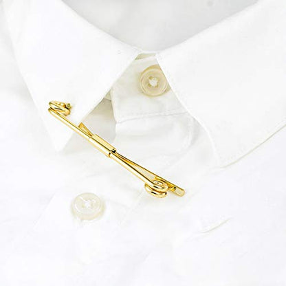 Tight Necktie Tie Clips Collar Bar Shirt Collar Stay Tie Pins Cravat Clips Silver Gold Black Tone Metal Collar Pin Jewelry Accessories for Men - color: Gold