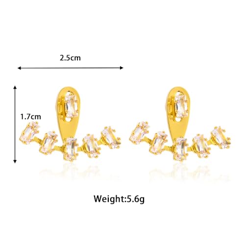 Rhinestone Star Jacket Statement Earrings for Women,14K Gold Cubic Zirconia Climber Stud Jewelry Party Prom Fashion Cartilage Earring Gifts - style: C