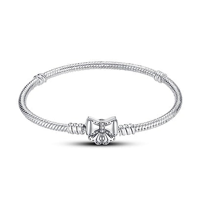 KUNSIR 925 Sterling Silver Snake Chain Bracelet Basic Charm Bracelets with 5A Cubic Zirconia for Women Teen
