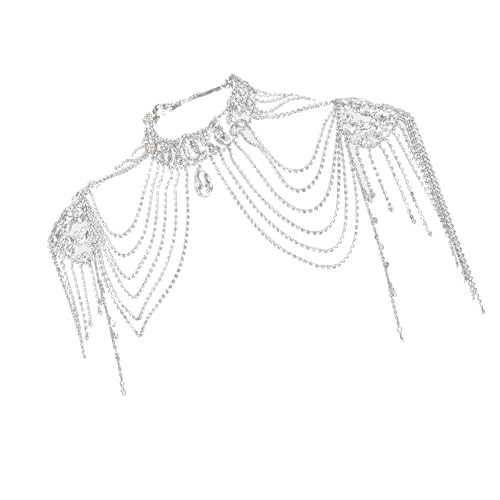 Crystal Tassels Arm Chain Women Body Jewelry Multilayer Shoulder Body Jewelry Shoulder Chain Necklace for Any Occasion - color: Silver