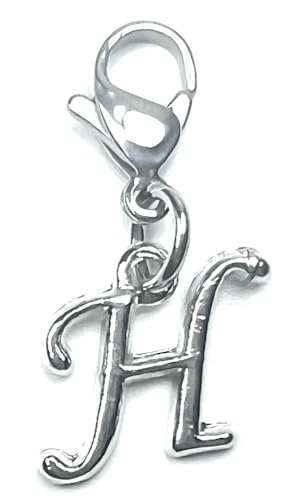 Initial Italic Cursive Stainless Steel Clasp Clip on Charm Graduation Cap Tassel Event Party Invitation Card Baby Shower Birthday Thank You Celebration Personalized Congratulations Choice of 26 Letters - style: Letter H