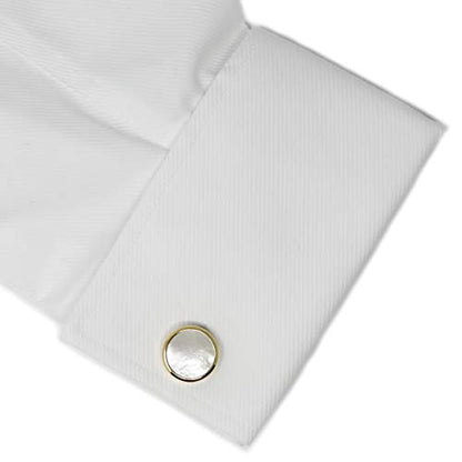 Mother Of Pearl Cufflinks With Box Men Classic White Stone Cuff Links Wedding Groom Gift - style: Round A